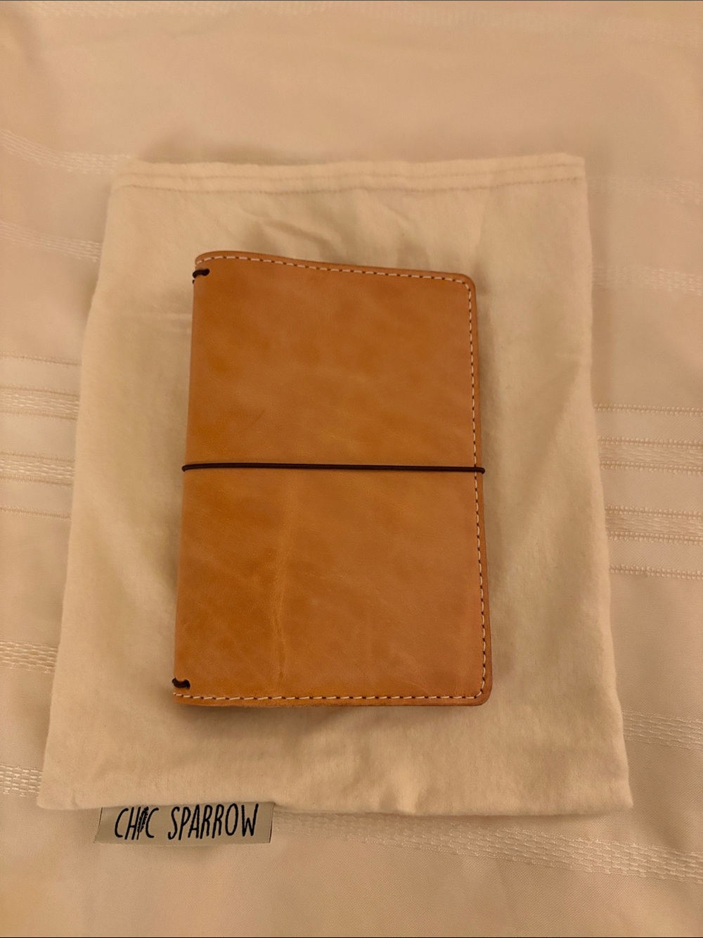 sparrow Tan Leather Card & Key Holder Notebook